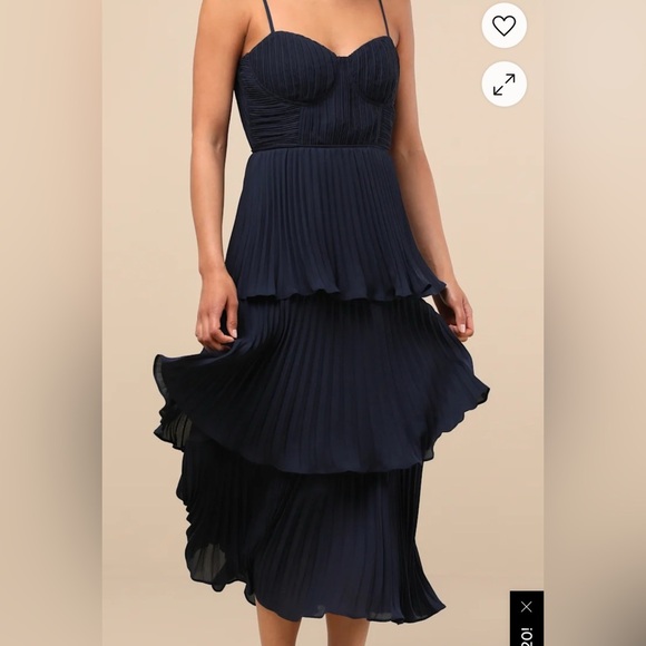 NWT Lulus Cascading Crush Black Tiered Bustier Midi Dress Large - Picture 5 of 15